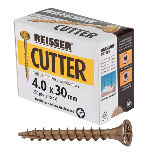 REISSER R2 CUTTER WOODSCREWS 4MM X 30MM - 200 PACK