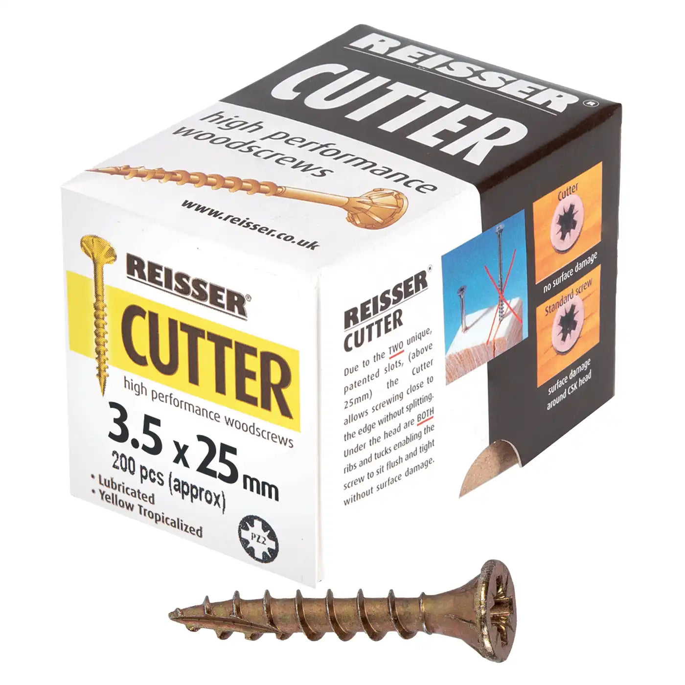 REISSER R2 CUTTER WOODSCREWS 3.5MM X 25MM - 200 PACK