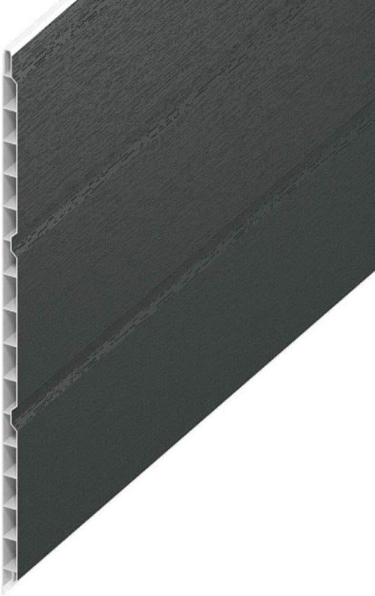 HOLLOW SOFFIT BOARD WOODGRAIN ANTHRACITE GREY 300MM - 5 METRE