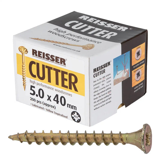 REISSER R2 CUTTER WOODSCREWS 5MM X 40MM - 200 PACK