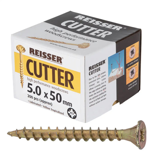 REISSER R2 CUTTER WOODSCREWS 5MM X 50MM - 200 PACK