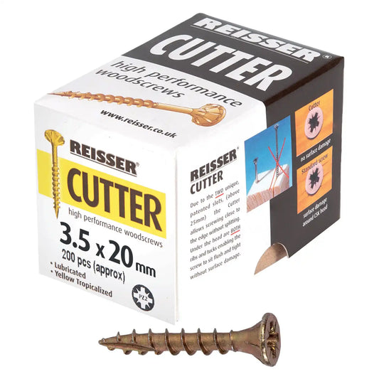 REISSER R2 CUTTER WOODSCREWS 3.5MM X 20MM - 200 PACK