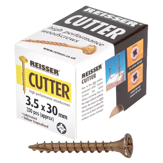 REISSER R2 CUTTER WOODSCREWS 3.5MM X 30MM - 200 PACK