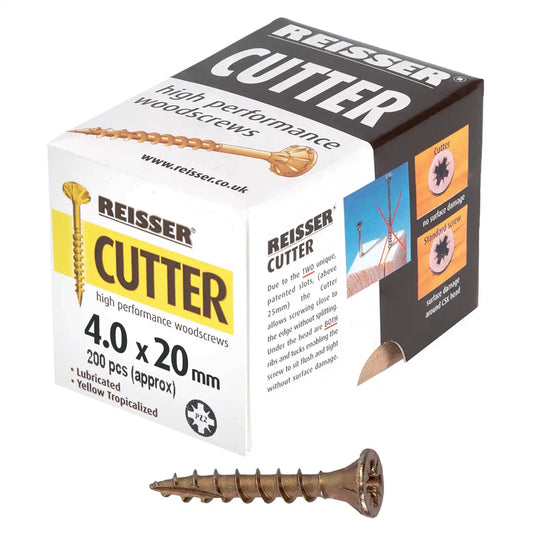 REISSER R2 CUTTER WOODSCREWS 4MM X 20MM - 200 PACK