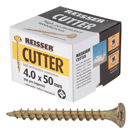 REISSER R2 CUTTER WOODSCREWS 4MM X 50MM - 200 PACK