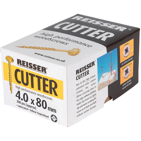 REISSER R2 CUTTER WOODSCREWS 4MM X 80MM - 200 PACK