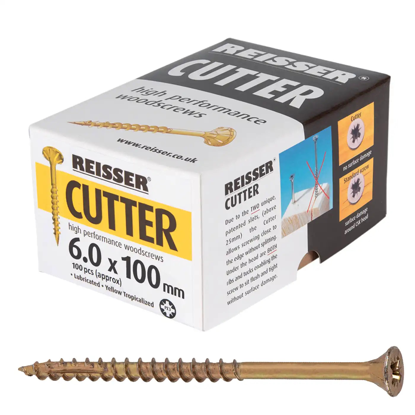 REISSER R2 CUTTER WOODSCREWS 6MM X 100MM - 100 PACK