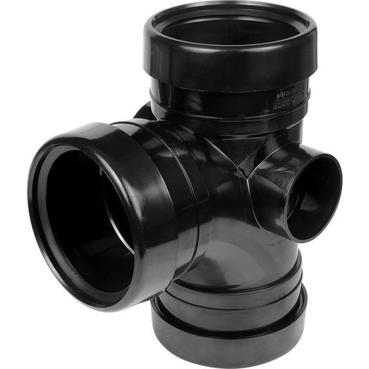 SOIL PIPE TRIPLE SOCKET BRANCH BLACK - 92.5 DEGREE