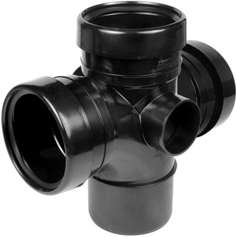 SOIL PIPE DOUBLE TEE BRANCH BLACK - 92.5 DEGREE