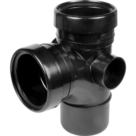 SOIL PIPE DOUBLE SOCKET BRANCH BLACK - 92.5 DEGREE