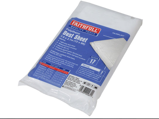 FAITHFULL CLEAR DUST SHEET - 3.6 METRE X 2.7 METRE