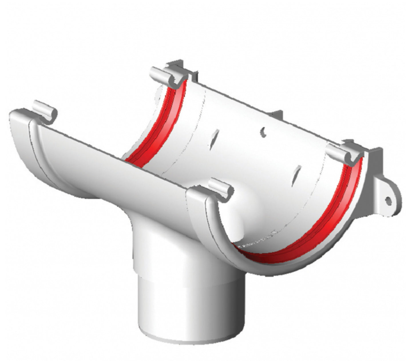 WHITE ROUND GUTTER RUNNING OUTLET