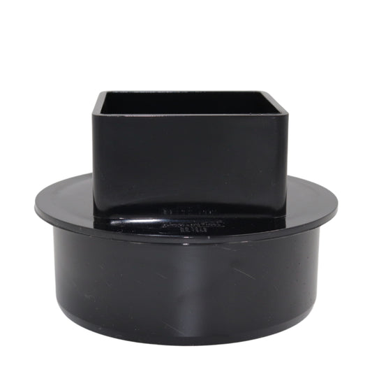 SOIL PIPE TO DOWNPIPE SQUARE ADAPTOR BLACK 68MM - 110MM