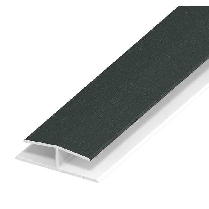 SOFFIT WOODGRAIN ANTHRACITE GREY H JOINT TRIM  - 5 METRE