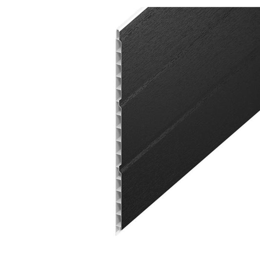 HOLLOW SOFFIT BOARD BLACK ASH WOODGRAIN 300MM - 5 METRE