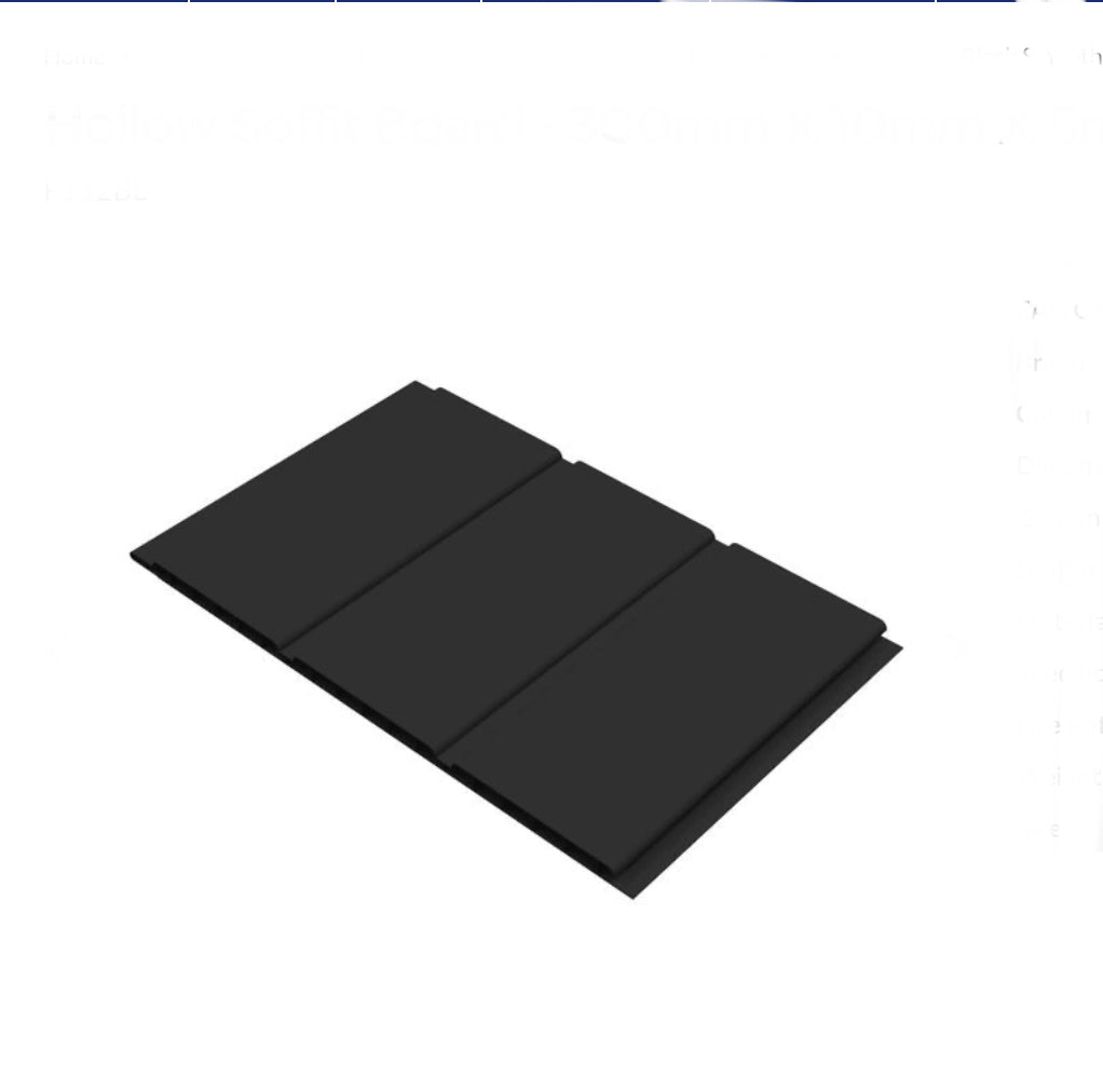 HOLLOW SOFFIT BOARD BLACK SMOOTH 300MM - 5 METRE