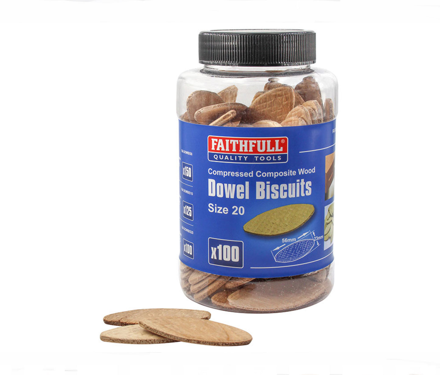 FAITHFULL DOWEL JOINTING BISCUITS SIZE 20 - 100 TUB