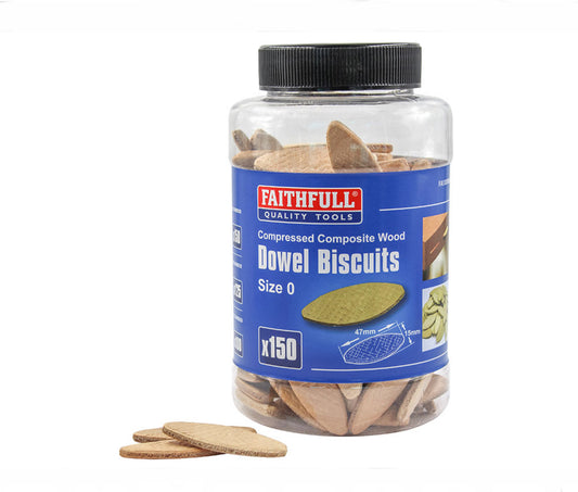 FAITHFULL DOWEL JOINTING BISCUITS SIZE 0 - 150 TUB