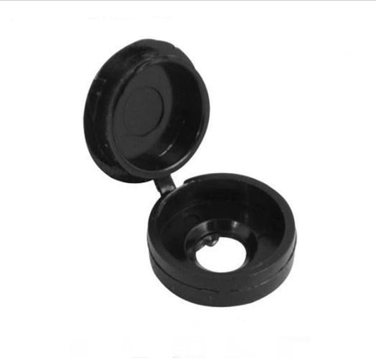 FORGEFIX SCREW HINGED COVER CAPS BLACK 6G - 8G - 100 PACK